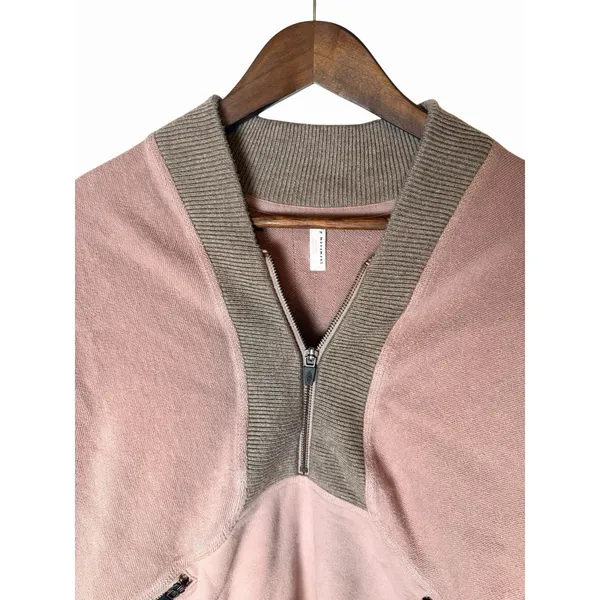 Free People FP Movement Apex Pullover Blush Pink Quarter Zip Oversized Sweater L - Image 3