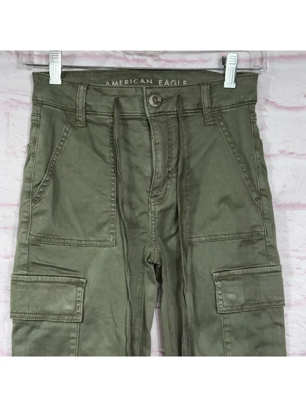 American Eagle Women’s Hi-Rise Jegging Cargo Pants Size 0 Regular Olive Green - Image 2