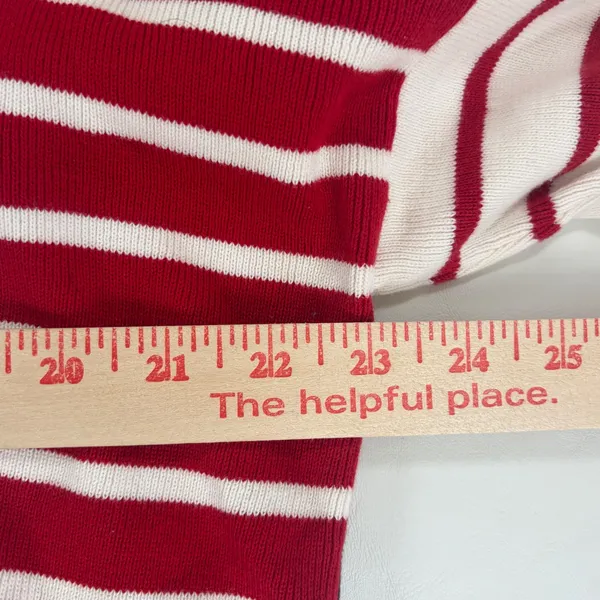 Cabi Oversized Pullover Sweater Picnic Red White Black Striped Pocket Size Small - Image 7