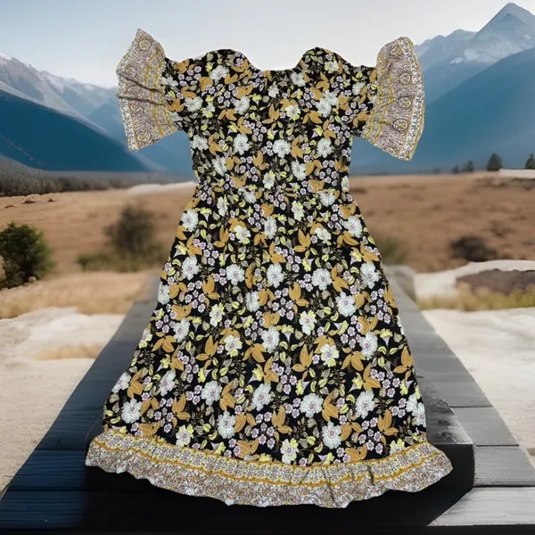 Y2K Aveology Follow‎ Your Heart Maxi Dress Sz 16 Boho Floral Cottagecore Gypsy - Image 8