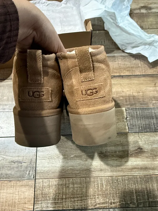 UGG Tan Platform Slip-On Suede Boots - Image 4