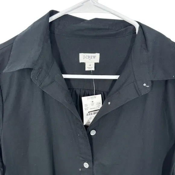 J. Crew Size 4 Black‎ Midi Shirt Dress Ruffle Front Button Down Tiered Brand New - Image 4