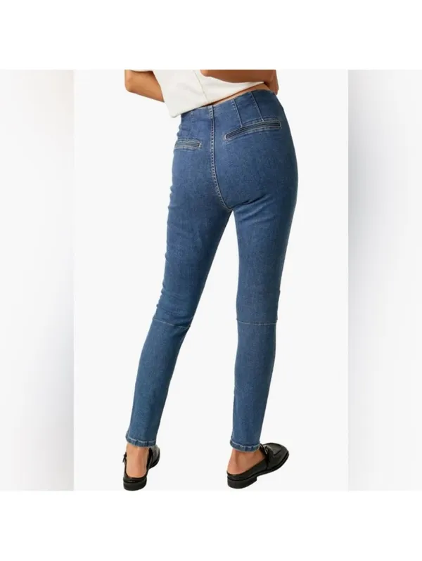 Free People Bella Moto Skinny Women’s Blue Jeans Size 29 - Image 3