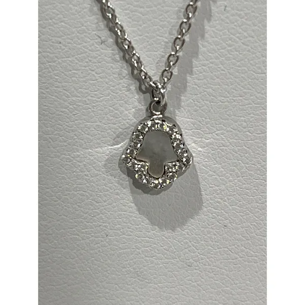 Sterling Silver 925 Amulet Hamsa Hand CZ Pendant‎ Necklace Charm Minimalist - Image 2