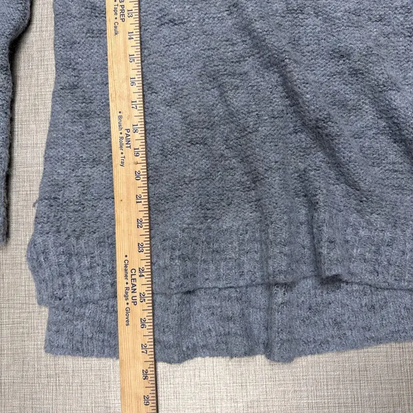 FREE PEOPLE S ALPACA BLEND KNIT OVERSIZED V-NECK BOHO SWEATER‎ GREY Bell Sleeve - Image 5