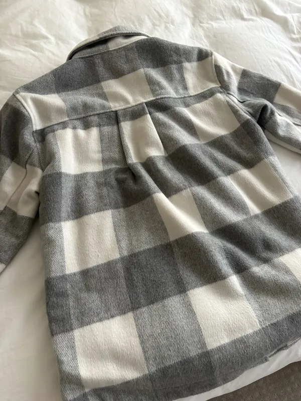 Gray & Cream Plaid Sherpa - Image 5