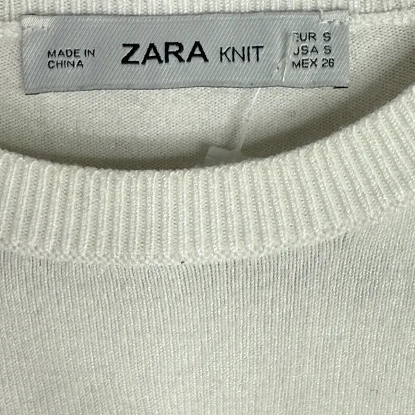 Zara Ribbed Hem Soft Knit Sleeveless Crew Neck Stretch Tank Top Small White - Image 8