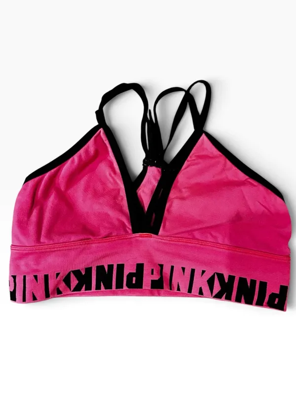 PINK Victoria's Secret Pink Strappy Logo Bikini Top - Image 7