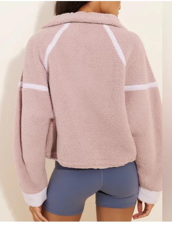 Free People Mountain High 1/2 Zip Fleece Pullover in Neutral Mauve - Image 2