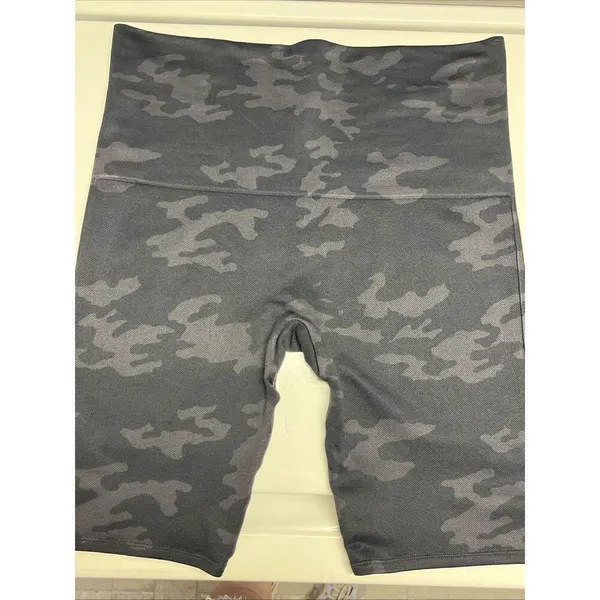 SPANX Women’s Black Camo High Rise Textured Pull-on Nylon Biker Shorts- Large - Image 10