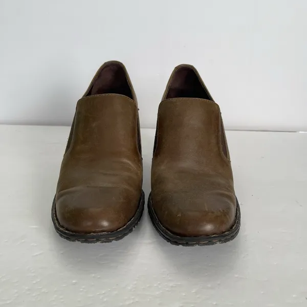Born Shoes Gertrude Ankle‎ Booties Block Heel Pull On Brown Leather Women's 8 - Image 4
