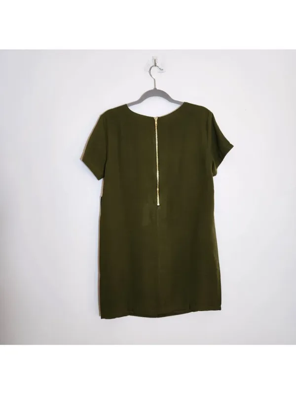 Lulus Olive Green Mini Short Sleeve Shift Dress Size Medium NWT - Image 4