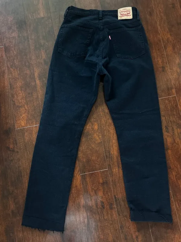 Levis 501 Black Jeans W27 L30 Raw Hem - Image 2