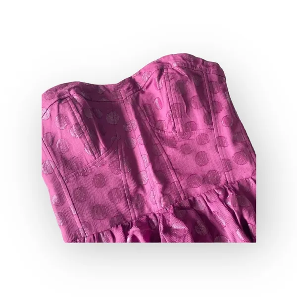 new Guess 𖦹 Chiffon Strapless Polka Dot Cocktail Dress 𖦹 Amethyst Purple 𖦹 - Image 3