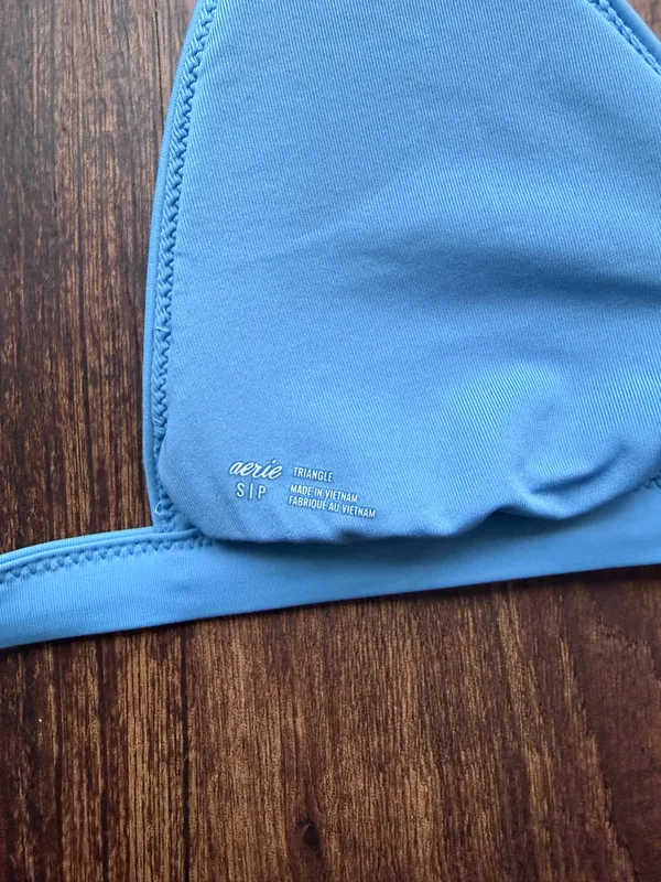 Aerie Women’s Blue Triangle Adjustable Bikini Swimsuit Top - Size S - Image 4