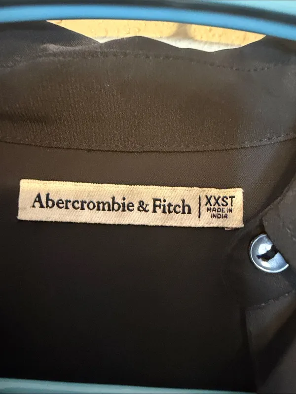 Abercrombie & Fitch Knot-Front Shirt Dress black‎ twist Size XXS Tall - Image 5