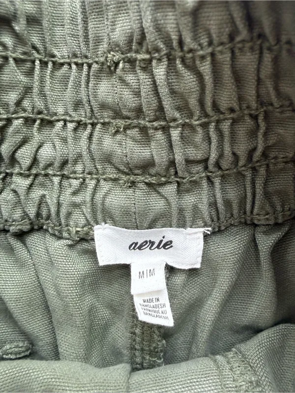Aerie Babewatch High Waisted Pull-On Shorts size M Olive Green - Image 6