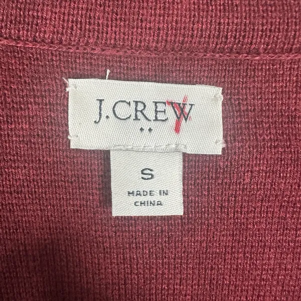 JCrew Sweater Blazer Sz Small Maroon Red Two Button Cardigan Jacket 100% Cotton - Image 6