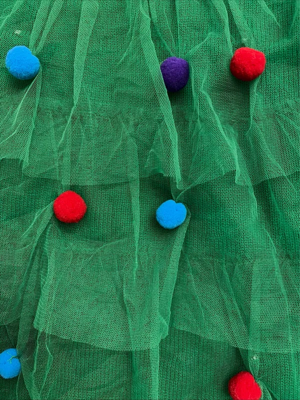 Planet Gold New! Green Tulle Skirt with Colorful light up Pom Poms size S - Image 3