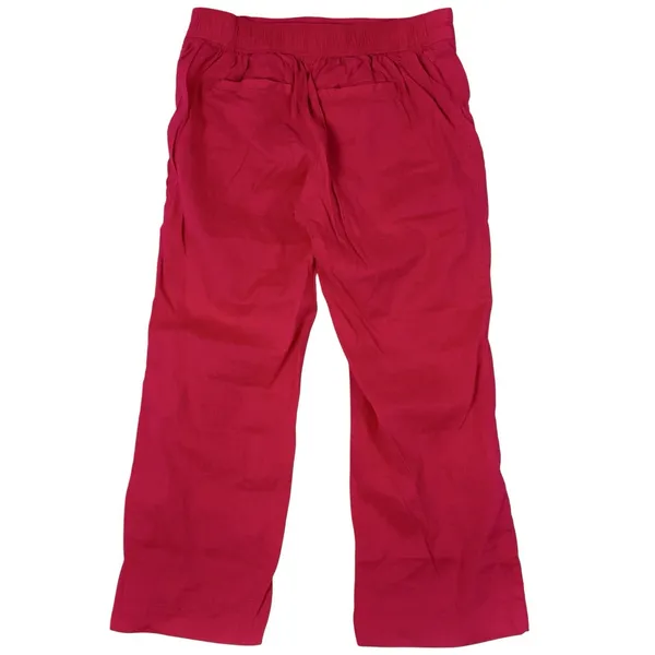 Anthropologie Cartonnier Linen Crop Wide Leg Pants Small Pink Mid Rise Pull On - Image 3