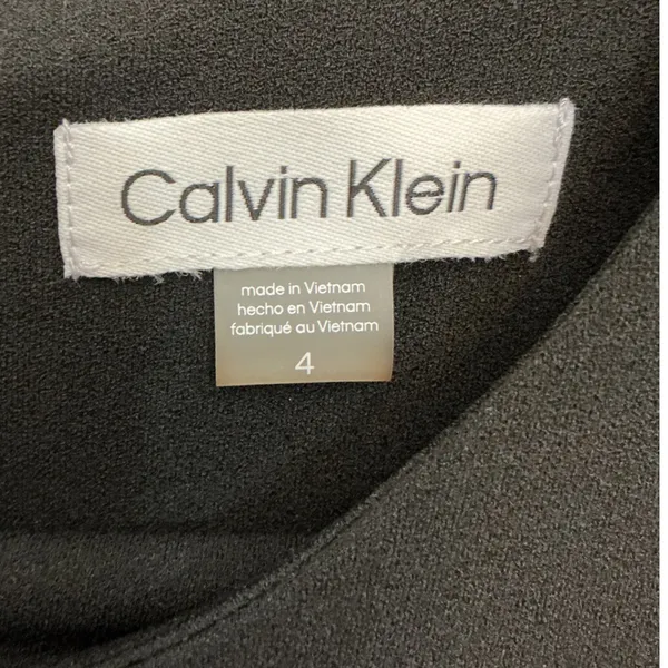 Calvin Klein Womens Black Puff Sleeve Tie Detail Sheath Dress Size 4 Solid LBD - Image 4