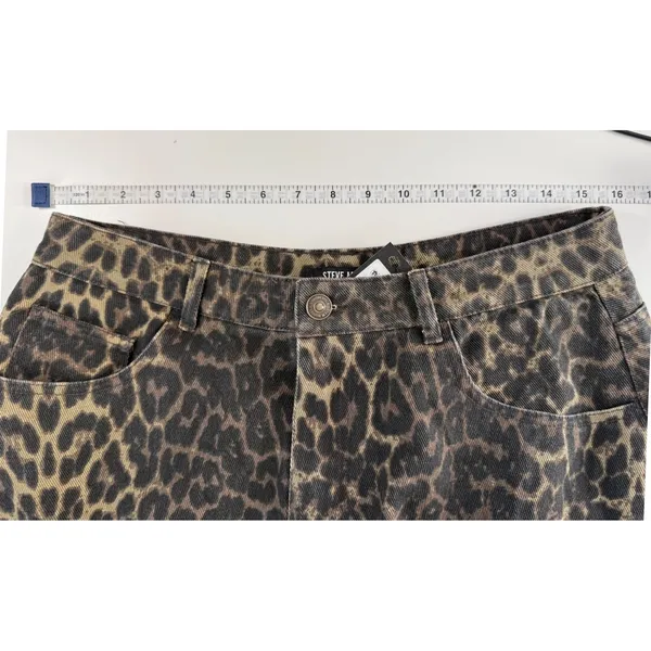 Steve Madden Simona Leopard Print Bubble Mini Skirt‎ Y2K Indie Sleaze Denim 30 - Image 6
