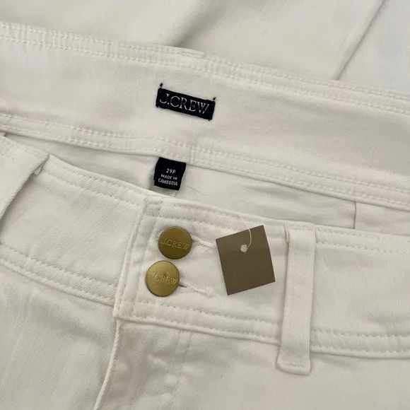 NWT!! J. CREW Slim Wide Jeans Stacked Buttons Solid White Size 29 Petite‎ 29P - Image 12