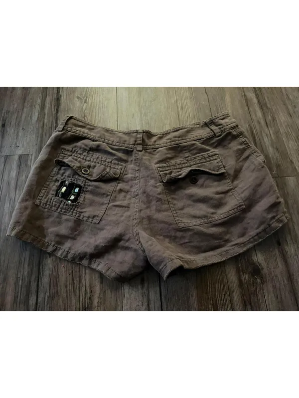 Free People Brown Ipanema Embellished Shorts Sz 3 Boho - Image 3