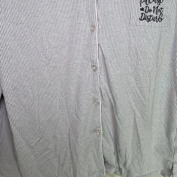 Laura Ashley Womens Size M Long Sleeve Do Not Disturb Print Sleep‎ Shirt PJ Top - Image 6