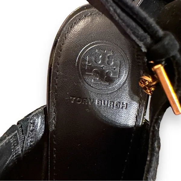 Tory Burch Ashton Black Suede‎ Leather Slingback Kitten Heel Sandal Pumps Sz 9 - Image 10