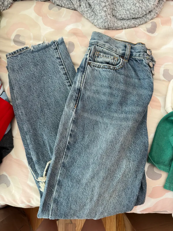 PacSun Eco Medium Blue Distressed High Waisted Straight Leg Jeans - Image 5