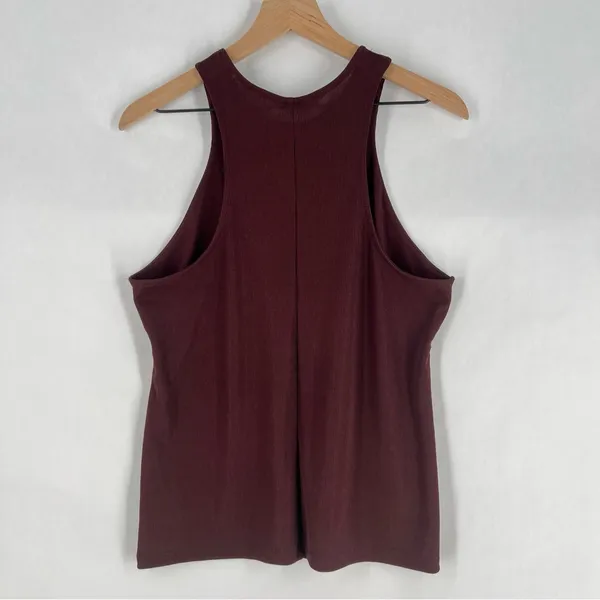 A New Day Stretch‎ Ribbed Jersey Knit Sleeveless Brown Burgundy Tank Top Size L - Image 6