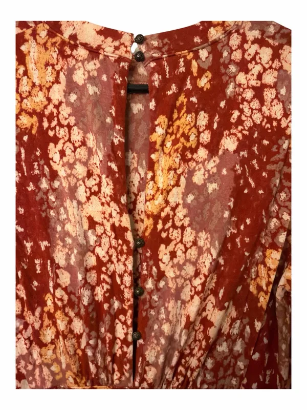 Free People Heartbeats Rust Floral Long Sleeve Dress - Image 3