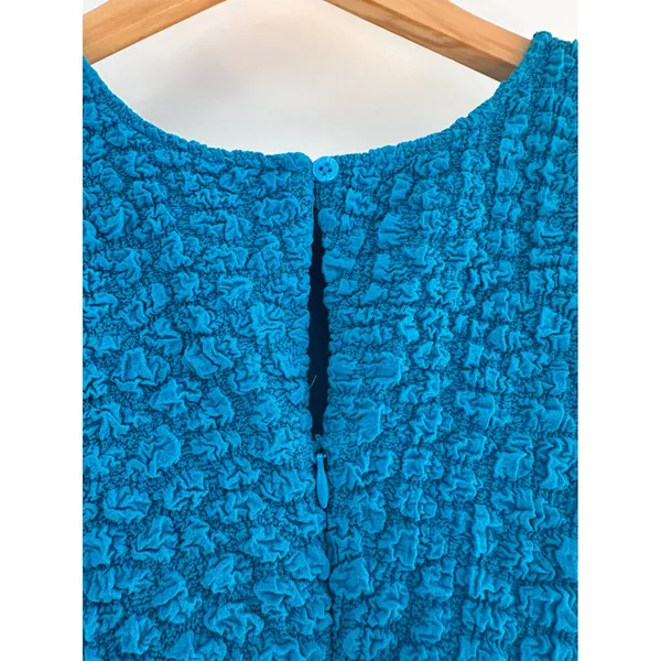 Anthropologie Blue Textured Mini Shift Dress Sleeveless Small - Image 6