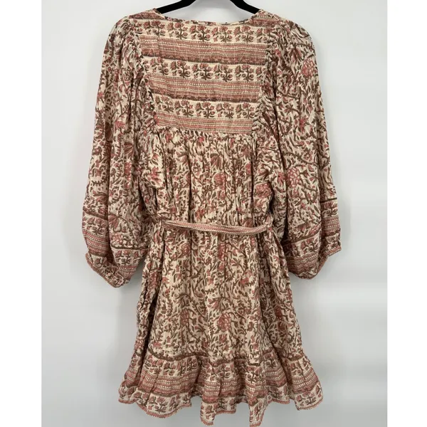Cleobella Vivian Floral Organic Cotton Mini Blouson Dress Large Boho Cottagecore - Image 3