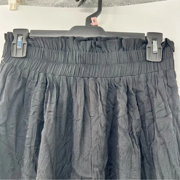 Lovers + Friends Revolve Black Ruffle Hem Pants M High Rise Smocked Waist - Image 2