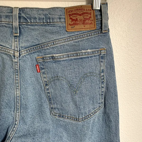 Levi's 501 Light Wash Raw‎ Hem Skinny Jeans - Image 4