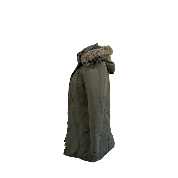 Barbour Elper Waterproof Parka Jacket Olive Green Faux Fur Hood US 4 - Image 2