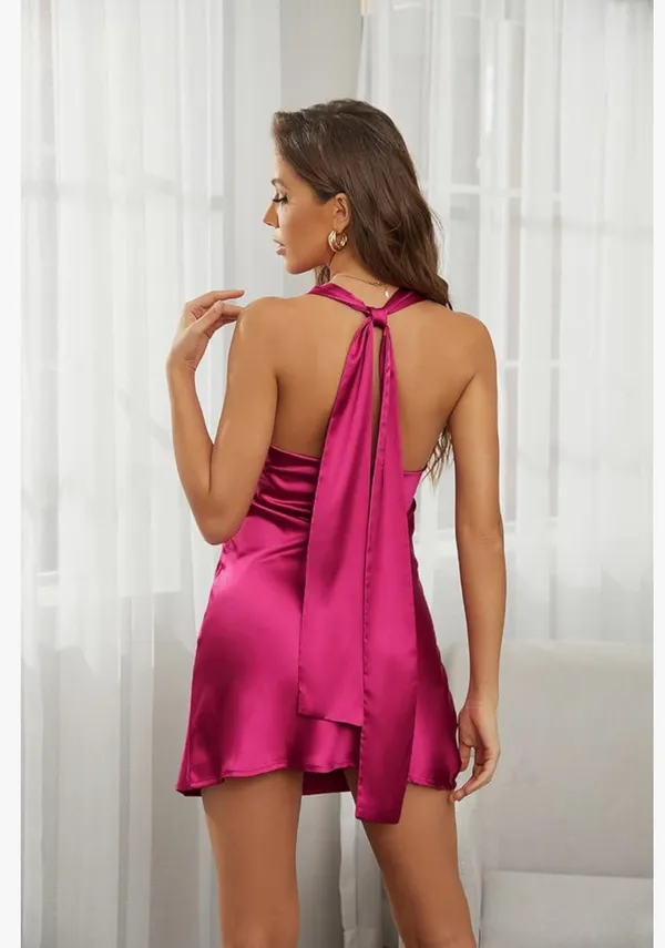 Cowl Neck Dress Pink - Image 3