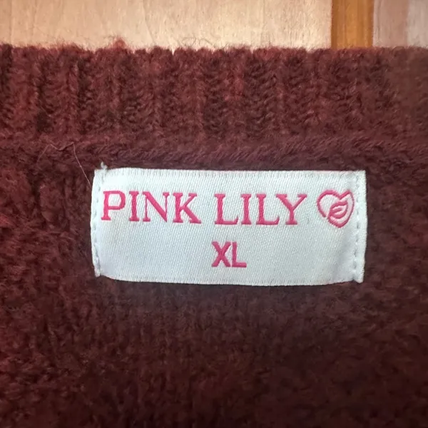 Pink lily extra large maroon Cable net oversized sweater - Image 2