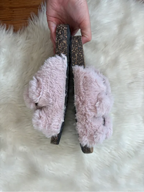 Magellan Outdoors Rose Pink Fuzzy Slip On Sandals - Image 6