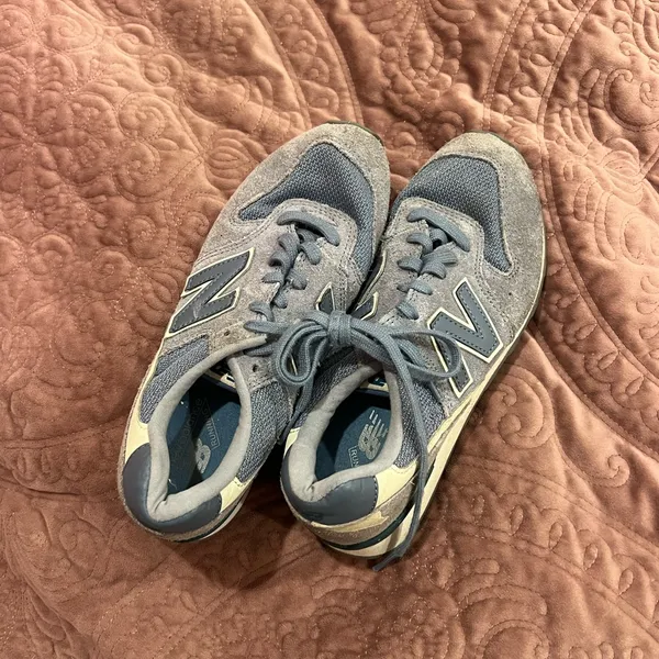 New Balance baby blue Suede & Mesh Sneakers with Cream Accents - Image 2