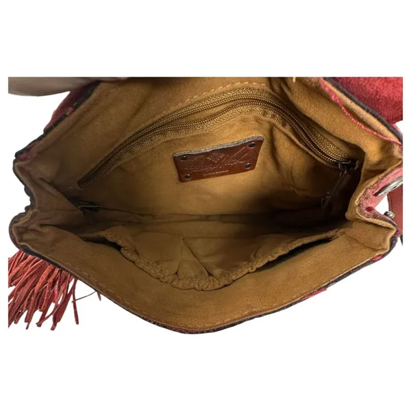 Patricia Nash Red Leather Fringe Crossbody Bag Purse Handbag - Image 8