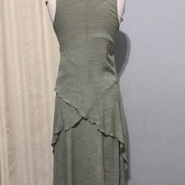 Exist Womens Maxi Dress S Sage Green‎ Textured Layered Asymmetrical Cottagecore - Image 8
