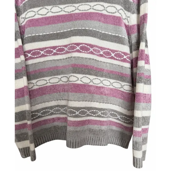 Alfred Dunner Acrylic Striped‎ Pullover Sweater Pink Women's Size Large - Image 5