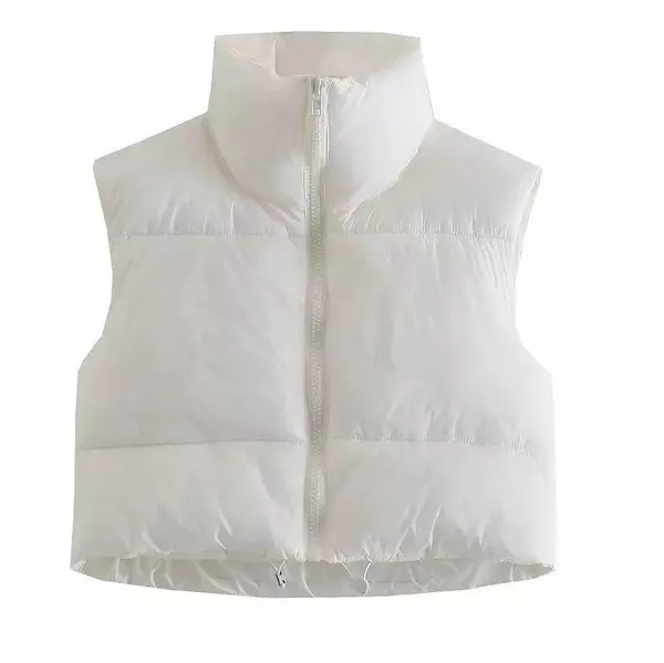 Size puffer Jacket small nwot white drawstring vest coat winter oversized cropped vest - Image 3