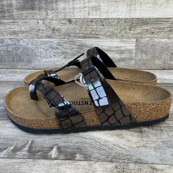 Birkenstock Mayari Microfiber Gator Gleam Copper Sandal Women Size 8 New - Image 2