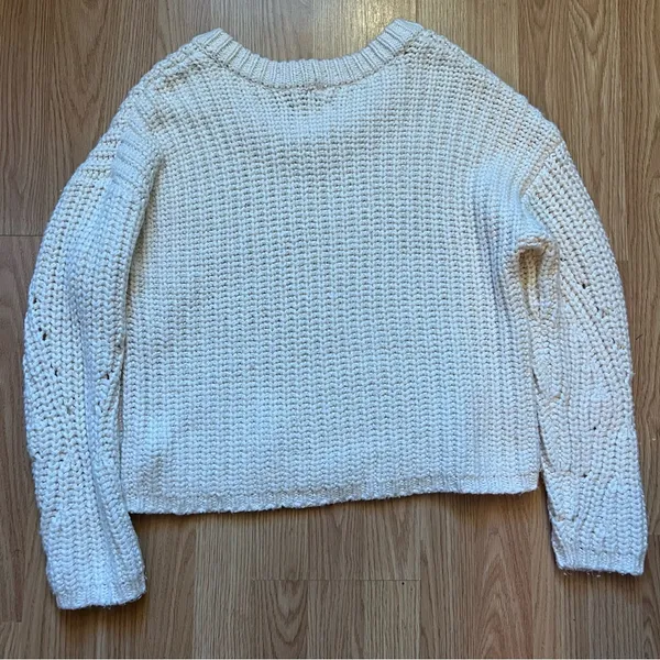 Aerie Oversized Chunky‎ Knit Cream Sweater Women’s XS-M Cozy Pullover Christmas - Image 8