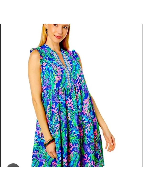 Lilly Pulitzer Briela Dress, How You Like Me Prowl Borealis Blue, Medium - Image 6