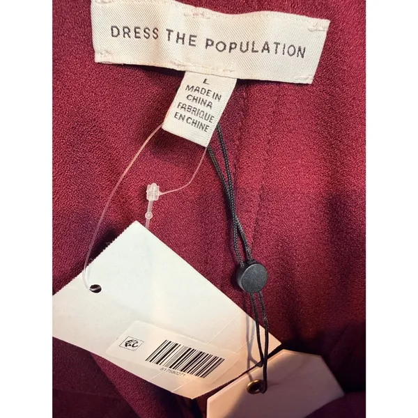 Dress the Population NWT Bailey Off-the-Shoulder Midi‎ Dress Burgundy Size Large - Image 7